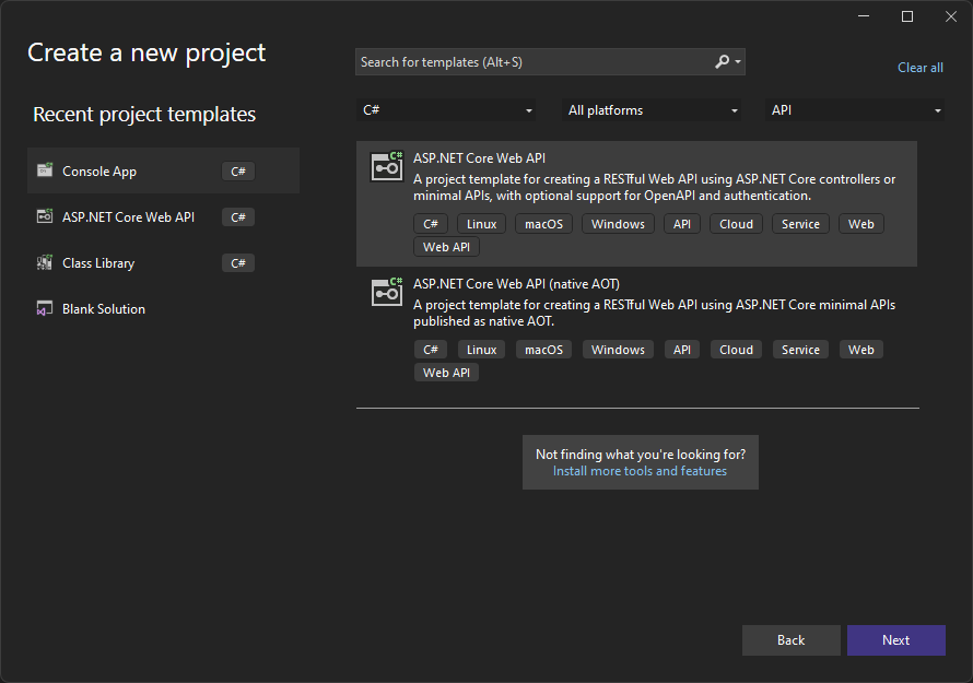 select project template